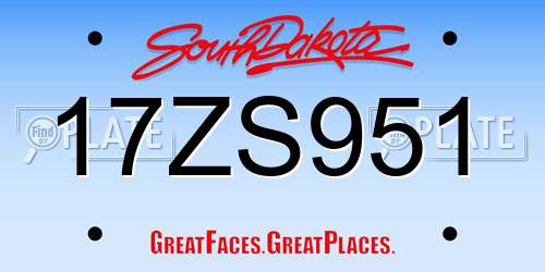 17ZS951 South Dakota License Plate