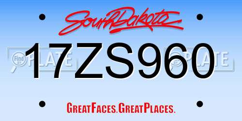 17ZS960 South Dakota License Plate