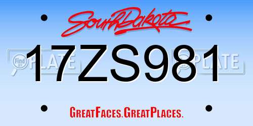 17ZS981 South Dakota License Plate