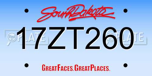 17ZT260 South Dakota License Plate