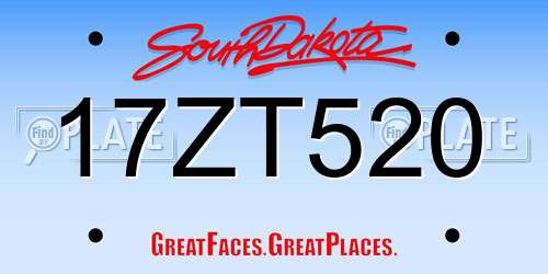 17ZT520 South Dakota License Plate