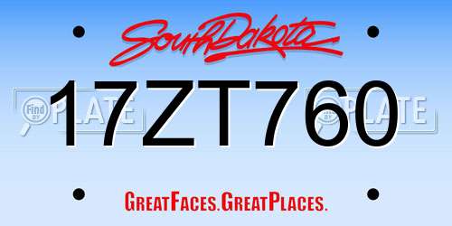 17ZT760 South Dakota License Plate