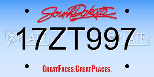 17ZT997 South Dakota License Plate