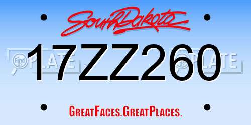 17ZZ260 South Dakota License Plate
