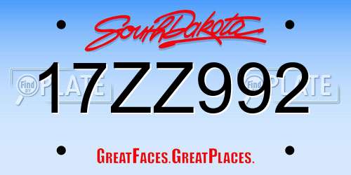 17ZZ992 South Dakota License Plate