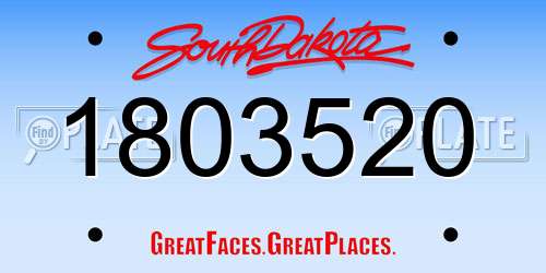 1803520 South Dakota License Plate