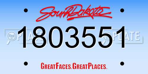 1803551 South Dakota License Plate