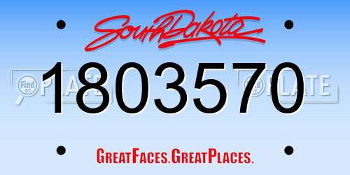 1803570 South Dakota License Plate