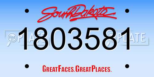 1803581 South Dakota License Plate