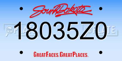 18035Z0 South Dakota License Plate