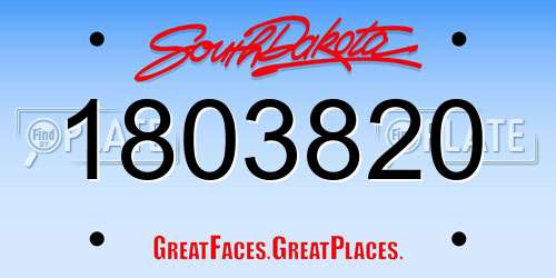 1803820 South Dakota License Plate