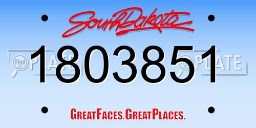 1803851 South Dakota License Plate