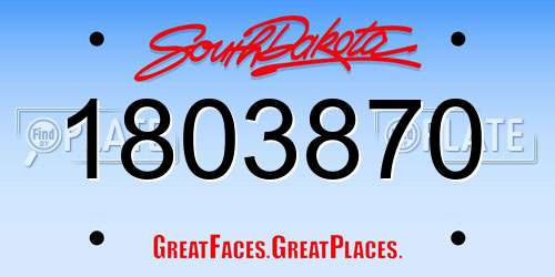 1803870 South Dakota License Plate