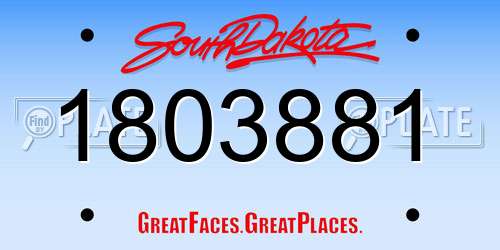 1803881 South Dakota License Plate
