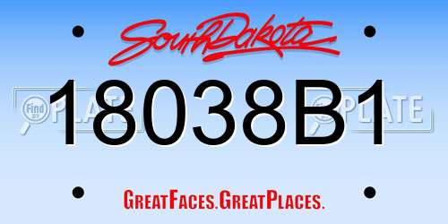 18038B1 South Dakota License Plate