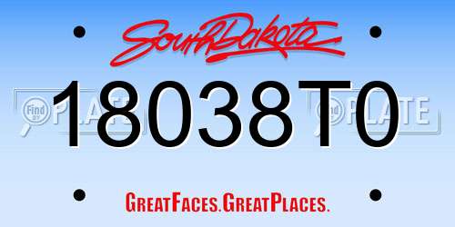 18038T0 South Dakota License Plate