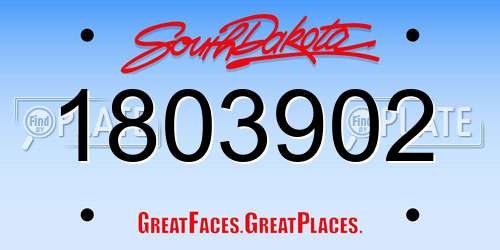 1803902 South Dakota License Plate