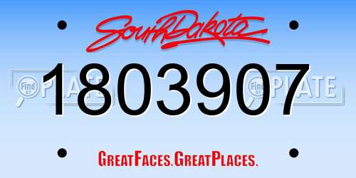 1803907 South Dakota License Plate