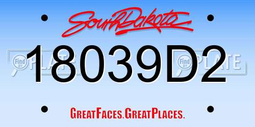 18039D2 South Dakota License Plate