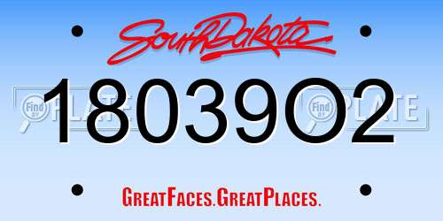 18039O2 South Dakota License Plate