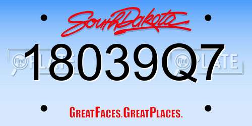 18039Q7 South Dakota License Plate