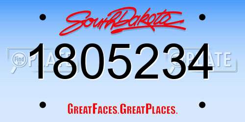 1805234 South Dakota License Plate