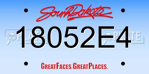 18052E4 South Dakota License Plate