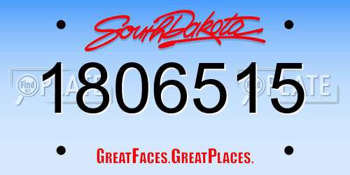 1806515 South Dakota License Plate