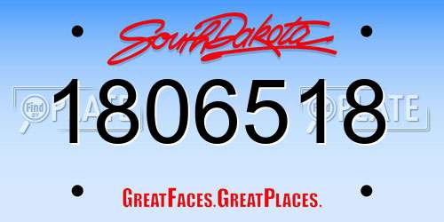 1806518 South Dakota License Plate
