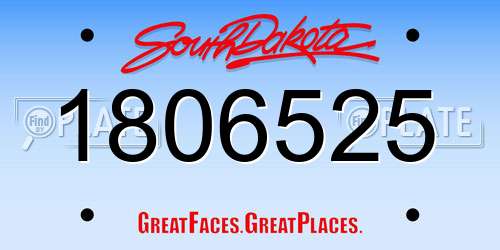 1806525 South Dakota License Plate