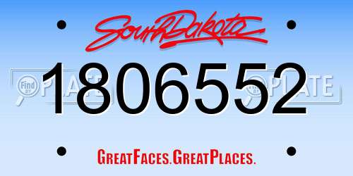 1806552 South Dakota License Plate