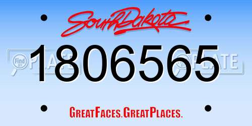 1806565 South Dakota License Plate