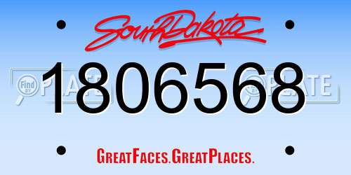 1806568 South Dakota License Plate