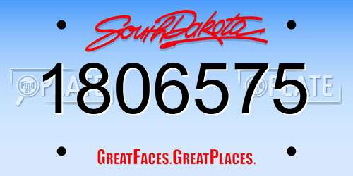 1806575 South Dakota License Plate