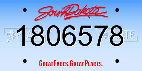 1806578 South Dakota License Plate