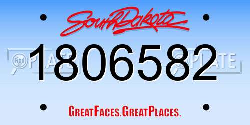 1806582 South Dakota License Plate