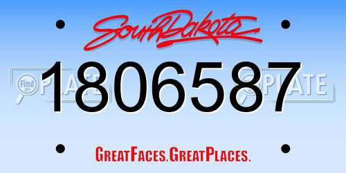 1806587 South Dakota License Plate