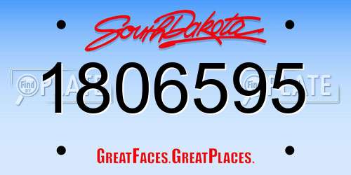 1806595 South Dakota License Plate