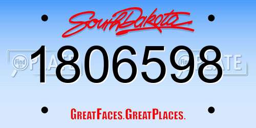 1806598 South Dakota License Plate
