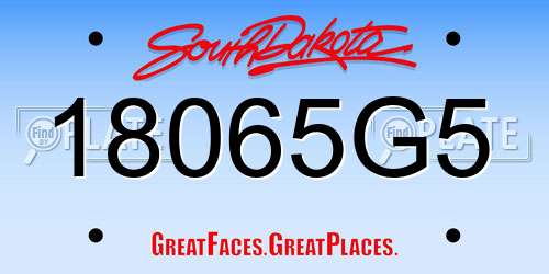 18065G5 South Dakota License Plate
