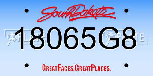 18065G8 South Dakota License Plate