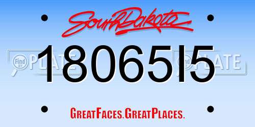 18065I5 South Dakota License Plate