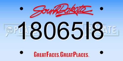 18065I8 South Dakota License Plate