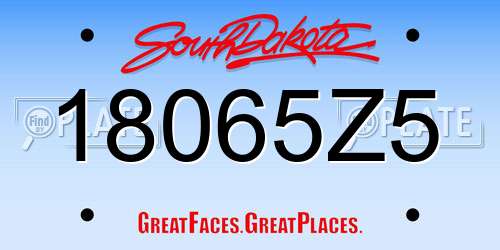 18065Z5 South Dakota License Plate