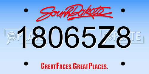 18065Z8 South Dakota License Plate