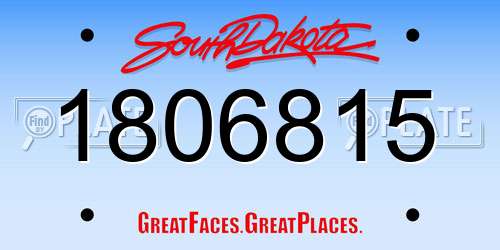 1806815 South Dakota License Plate