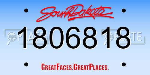 1806818 South Dakota License Plate