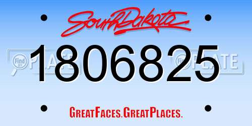 1806825 South Dakota License Plate