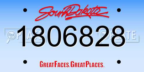 1806828 South Dakota License Plate