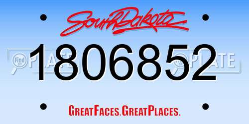 1806852 South Dakota License Plate